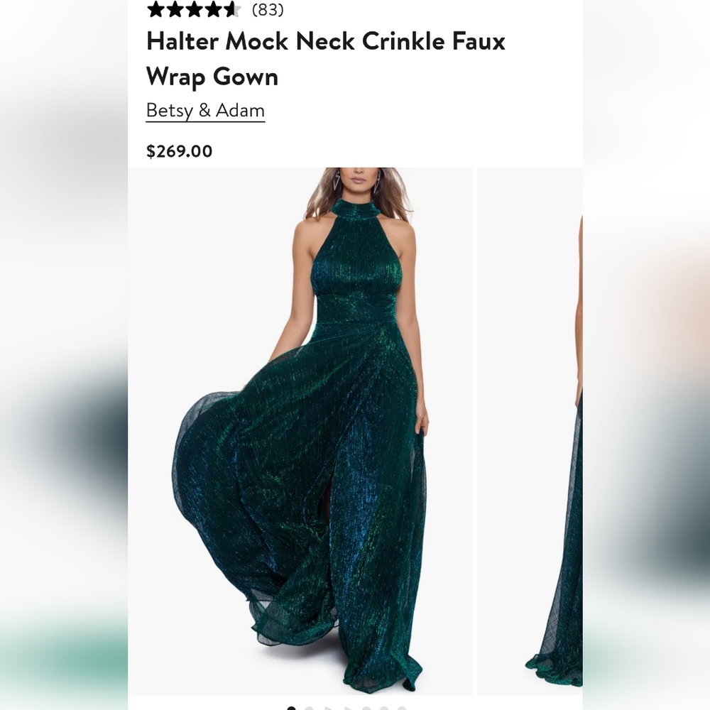Betsy & Adam Navy Halter Neck Gown